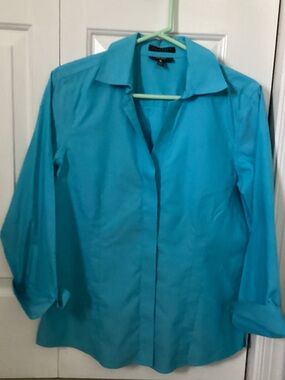 Foxcroft Turquoise Button-Down Shirt